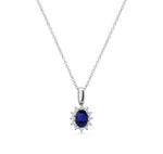 18ct Gold Oval Cut Sapphire Cluster Pendant
