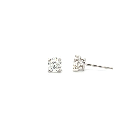 18ct Gold/Platinum Round Brilliant Cut Diamond Claw Set Classic Stud Earrings