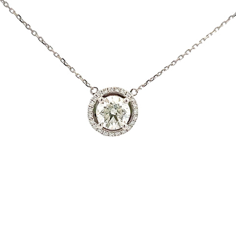 18ct Gold/Platinum Round Brilliant Cut Diamond Halo Pendant