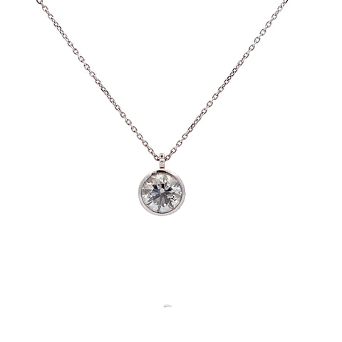 18ct Gold Round Brilliant Cut Diamond Rub-Over Set Pendant