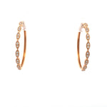 18ct Gold Round Brilliant Cut Diamond Vintage Style Hoop Earrings