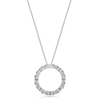 18ct White Gold Emerald & Round Brilliant Cut Diamond Claw Set 'Circle of Life' Pendant