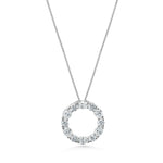 18ct White Gold Oval & Round Brilliant Cut Diamond Claw Set 'Circle of Life' Pendant