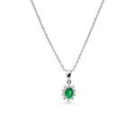 18ct Gold Oval Cut Emerald Cluster Pendant