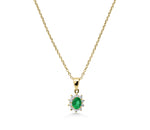 18ct Gold Oval Cut Emerald Cluster Pendant