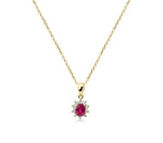 18ct Gold Oval Cut Ruby Cluster Pendant