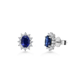 18ct Gold Oval Cut Sapphire Cluster Earrings