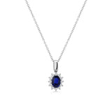 18ct Gold Oval Cut Sapphire Cluster Pendant