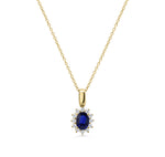 18ct Gold Oval Cut Sapphire Cluster Pendant