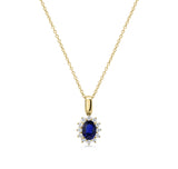 18ct Gold Oval Cut Sapphire Cluster Pendant