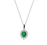 18ct Gold Oval Cut Emerald Cluster Pendant