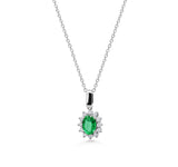 18ct Gold Oval Cut Emerald Cluster Pendant