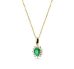 18ct Gold Oval Cut Emerald Cluster Pendant