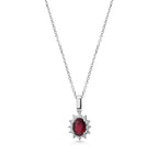 18ct Gold Oval Cut Ruby Cluster Pendant