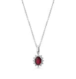 18ct Gold Oval Cut Ruby Cluster Pendant