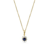 18ct Gold Oval Cut Sapphire Cluster Pendant