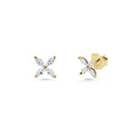 18ct Gold Marquise Cut Diamond 4 Stone Petal Earrings