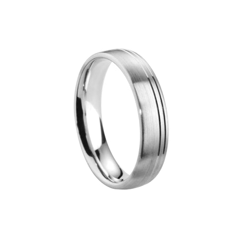Satin Finish Grooved Court Band - Jade Wedding Rings