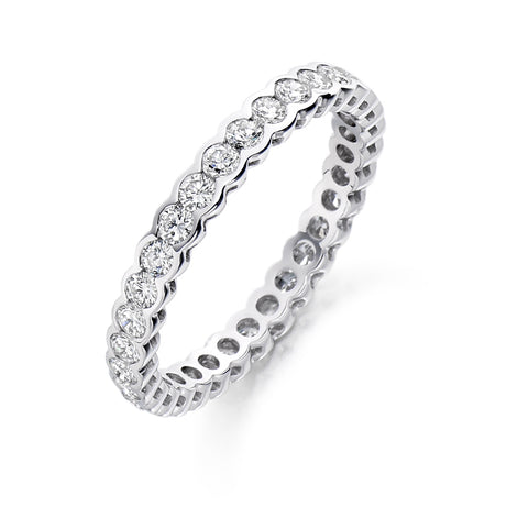 Round Brilliant Cut Rub-Over Set Full Eternity Ring 1.00ct