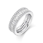 Round & Baguette 3 Row Ring 3.60ct Full - Jade Wedding Rings