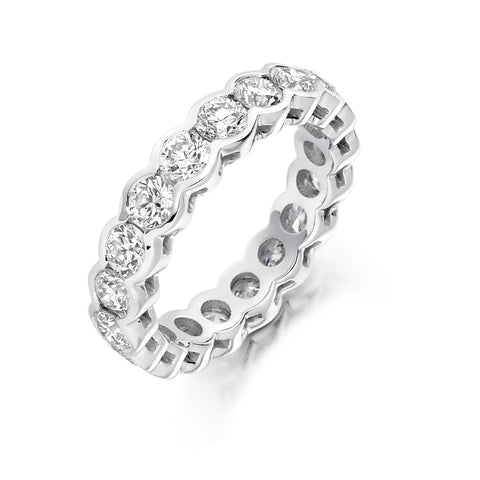 Round Brilliant Cut Rub-Over Set Full Eternity Ring 3.00ct