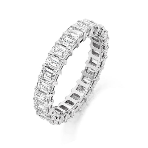 Emerald Cut Claw Set 3.00ct Full - Jade Wedding Rings