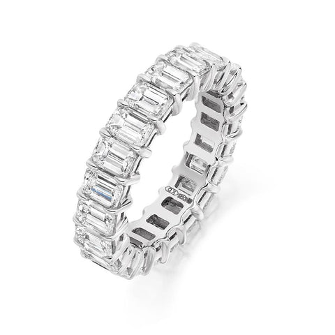 Emerald Cut Claw Set 6.50ct Full - Jade Wedding Rings