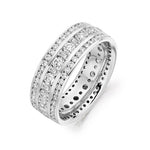 Round & Baguette 3 Row Ring 2.60ct Full - Jade Wedding Rings
