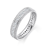 Round & Baguette 3 Row Ring 1.35ct Full - Jade Wedding Rings