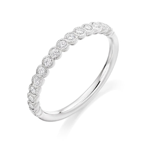 Round Brilliant Cut Swirl Rub-Over Set Half Eternity Ring 0.25ct