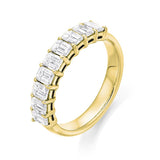 Emerald Cut 9 Stone Ring 1.55ct - Jade Wedding Rings