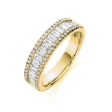 Round & Baguette 3 Row Ring 1.25ct Half - Jade Wedding Rings