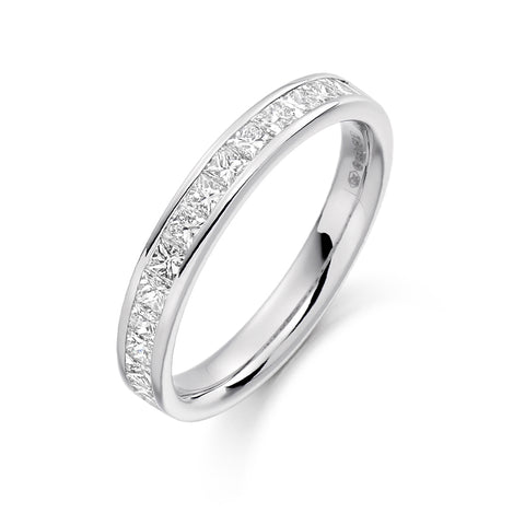 Princess Cut Channel Set Half Eternity Ring 0.75ct