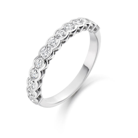 Round Brilliant Cut Rub-Over Set Half Eternity Ring 0.75ct