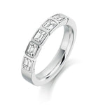 Emerald Cut Rubover 5 Stone Ring 1.00ct - Jade Wedding Rings