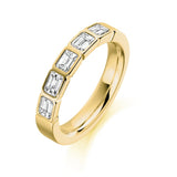 Emerald Cut Rubover 5 Stone Ring 1.00ct - Jade Wedding Rings