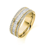 Round & Baguette 3 Row Ring 1.25ct Half - Jade Wedding Rings