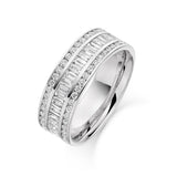 Round & Baguette 3 Row Ring 1.20ct Half - Jade Wedding Rings