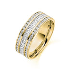 Round & Baguette 3 Row Ring 1.20ct Half - Jade Wedding Rings
