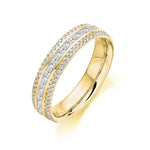 Round & Baguette 3 Row Ring 0.60ct Half - Jade Wedding Rings