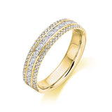 Round & Baguette 3 Row Ring 0.65ct Half - Jade Wedding Rings