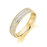 Round & Baguette 3 Row Ring 0.70ct Half - Jade Wedding Rings