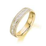 Round & Baguette 3 Row Ring 0.75ct Half - Jade Wedding Rings
